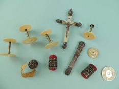 VICTORIAN SEWING ACCESSORIES & OTHER COLLECTABLES, including white metal needle case; two pin