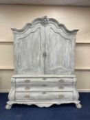 FRENCH PROVINCIAL PAINTED ARMOIRE, the top fitted with a single shelf over a drawer base, 222 (h)