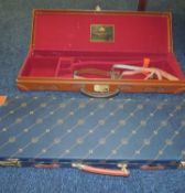 AUGUSTE FRANCOTTE & CIE. LEATHER SHOTGUN CASE, maroon lined fitted interior, original maker's label,
