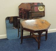 VICTORIAN ROSEWOOD & INLAID OCTAGONAL OCCASIONAL TABLE (cut down), 65.5cms; also two bevel glass