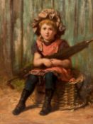 HERBERT JOHNSON (1878-1946) oil on canvas - 'Waiting', signed and inscribed verso, 60 x 44cms