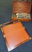 VICTORIAN MAHOGANY BRASS BOUND WRITING BOX, fitted interior with writing slope and inkwells,