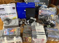 VINTAGE ELECTRONIC GAMES CONSOLES, including Sega Mega CD II, Sony PlayStation and PlayStation 2,
