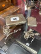 SILVER COLLECTABLES GROUP, George V rectangular silver cigarette case with scroll engraved