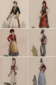 GREEK SCHOOL (mid-20th century) set of six watercolours - studies of traditional Grecian regional