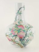 TSAI HSIAO-FANG POTTERY (TAIWAN) PEACHES VASE, after an 18th century Chinese original, 39cms (h)