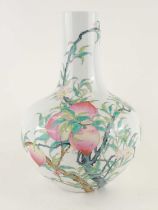 TSAI HSIAO-FANG POTTERY (TAIWAN) PEACHES VASE, after an 18th century Chinese original, 39cms (h)