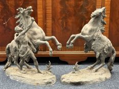 PAIR OF VICTORIAN SPELTER MARLY HORSES after Coustou, 59cms (h) Provenance: private collection