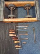 NUMBER OF VICTORIAN & LATER TABLE WINDING KEYS, and a set of piano wheels Provenance: private