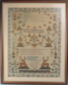 GEORGE III NEEDLEWORK SAMPLER by Ruth Porritt, dated 1800, 55 x 42cms Provenance: private collection