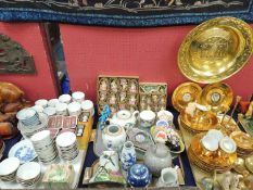 MODERN CHINESE & OTHER ORIENTAL PORCELAIN, including gilded cups and plates, porcelain Buddha