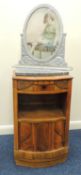 FRENCH ART DECO WALNUT BEDSIDE CABINET with grey marble top, 74 (h) x 42cms (w); also an Art Deco