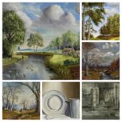 ‡ NOEL GREEN (British, 20th century) five various oils on board - landscapes and still lives, 41 x