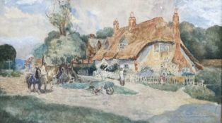 ATTRIBUTED TO DAVID WOODLOCK (1842-1924) watercolour - an Oxfordshire village, indistinctly