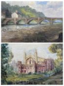 BRITISH IMPRESSIONIST SCHOOL (20th century) oil on canvas - stone bridge over a river, signed with