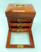 FINE QUALITY VICTORIAN WALNUT JEWELLERY CASKET, the hinged cover with recessed brass handle,