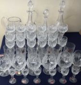 PART SUITE OF WEBB CRYSTAL GLASSWARE, including two decanters, claret jug, water jug, hock