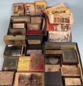 COLLECTION OF MIXED VIEWING CARDS, POSTCARDS & PHOTOGRAPHIC PLATES, including stereoscopic viewing