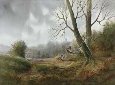 ‡ WITHDRAWN FROM AUCTION - ROBERT BERTIE HIGGINS (Irish, b. 1943) watercolour - pheasants taking