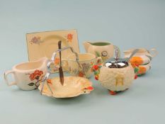 CLARICE CLIFF 'CELTIC HARVEST' BUTTER DISH & PRESERVE POT, along with Susie Cooper Crown Works