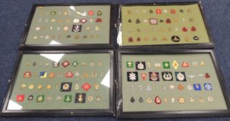 COLLECTION OF MILITARY CAP & OTHER BADGES, mounted and framed, including modern badges,