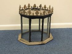 REGENCY CAST METAL & METAL FRAMED OCTAGONAL HALL LANTERN, 49 (h) x 50cms (w) at the top, 57cms (w)
