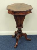 VICTORIAN BURR WALNUT SEWING TABLE, 75 (h) x 51.5cms (w) Provenance: private collection Flintshire