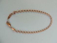 9CT ROSE GOLD CURB LINK BRACELET, with lobster claw clasp, 21.5cms (l), 3.7g Provenance: private