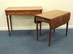 GEORGE IV MAHOGANY FOLDING TEA TABLE, 97cms (w); also an early Victorian mahogany Pembroke table,