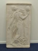 DECORATIVE MOULDED FIBREGLASS PANEL in the Art Deco style, 143 (h) x 78 (w) x 12cms (d)