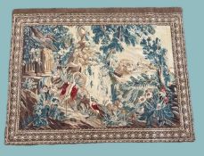BELGIAN REPRODUCTION VERDURE TAPESTRY, 20th century, featuring a romanticised garden landscape
