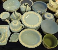 WEDGWOOD EMBOSSED QUEEN'S WARE, dinner service, tea service, fruit bowl, blue and white jasper fruit