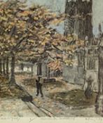 ‡ HAROLD RILEY (British, 1934-2023) artist's proof colour print - entitled 'Manchester Cathedral',