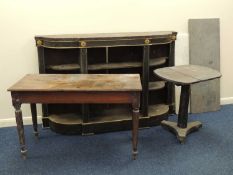 FURNITURE FOR RESTORATION, comprising credenza, mahogany side table, pedestal occasional table,