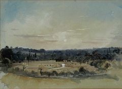‡ JOHN DOYLE ARWS (b. 1928) watercolour - inscribed verso 'Sunset of the Itchen Valley, No. 12,