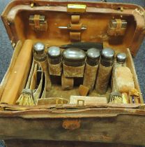 LATE 19TH CENTURY LEATHER TRAVELLING VANITY CASE, A. Barrett & Sons, 63 & 64 Picadilly London,