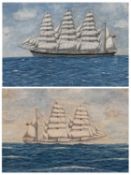 W. R. SCARISBRICK (20th century) pair of watercolours - tall ships, signed, 25 x 35cms (2)