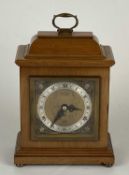 ELLIOTT, LONDON REPRODUCTION MAHOGANY CASED BRACKET CLOCK, brass carrying handle, brass dial with