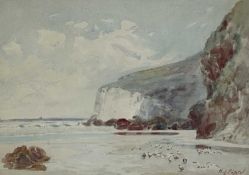 PHIL OSMENT (British, 1861-1947) watercolour - coastal cliffs, signed lower right, 26 x 35cms