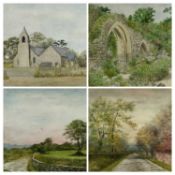 ‡ LEONORA M. SIMCOCK (British, 20th century) four various watercolours - landscapes and buildings,