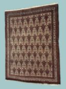 TURKISH BIJAR STYLE WOOLLEN RUG, fawn field with all over floral vase design, 20th century, 192 x