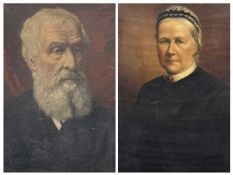 LATE 19TH CENTURY ENGLISH SCHOOL oil on canvas - portrait of a lady in a lace adorned cap, 76 x