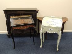 FRENCH EBONISED & BOULLE BUREAU DE DAME, late 19th century, 92 (h) x 73cms (w); also a Victorian