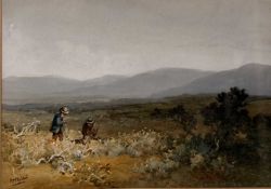 PAUL H. ELLIS (active 1882-1908) watercolour - Grouse shooting on the Moors, signed, 27 x 37cms