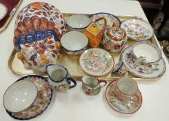 ASSORTED CERAMICS, including 20th century Imari style figure of a sleeping cat, 32cms (l); two