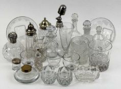 ASSORTMENT OF GLASSWARE, 19th century and later, including globular cut-glass scent bottle with