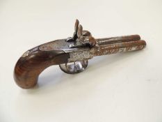 DOUBLE BARREL SIDE-BY-SIDE BOX LOCK PERCUSSION POCKET PISTOL, 19th century, 7.5cms screw-off