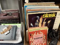 ASSORTED LP RECORDS, vintage typewriter, and a Brennan JB7 clock and CD player Provenance: private