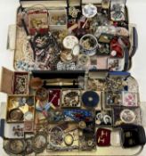 LARGE VARIED ASSORTMENT OF COSTUME JEWELLERY, cufflinks, ladies' wristwatches, and trinkets