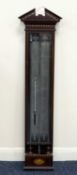 DUTCH MAHOGANY CASED MERCURY BAROMETER, case inlaid with chequered stringing and with oval conch